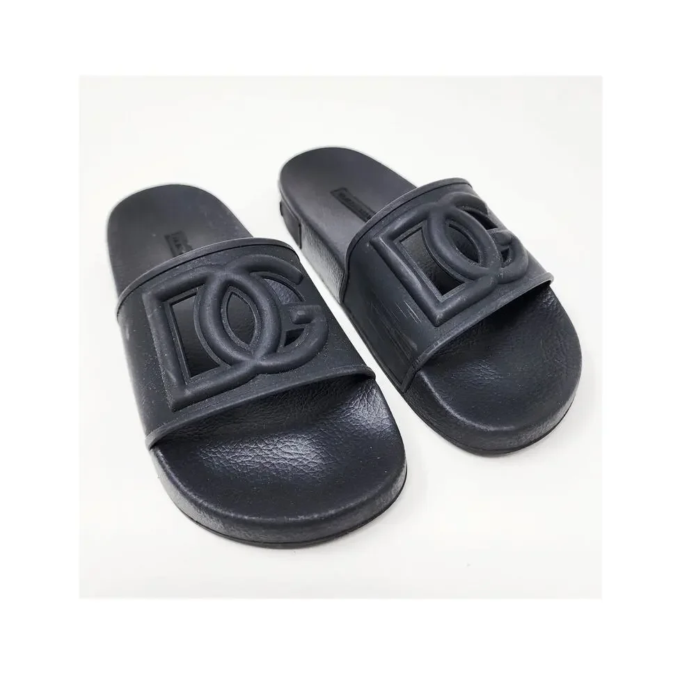 Dolce & Gabbana Black Logo Rubber Pool Slides Women EU35/US5 Cushion Sole